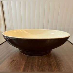 VTG Pfaltzgraff Oval Brown & Cream 10” Serving Bowl Stoneware